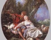 弗朗索瓦 布歇 : 牧羊人和牧羊女在休息